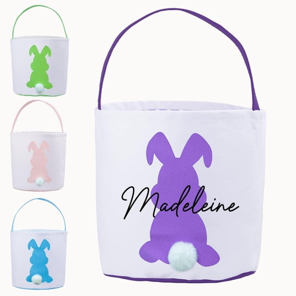Home Textile Storage,Personalized Easter Baskets Custom Name Easter Bunny Basket Large Capacity Thickened Bottom Great For Easter Egg Games Easter