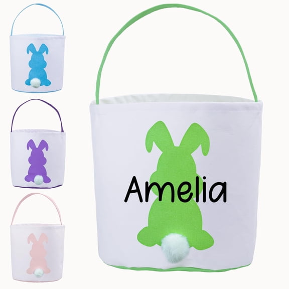 Home Textile Storage,Personalized Easter Baskets Custom Name Easter Bunny Basket Large Capacity Thickened Bottom Great For Easter Egg Games Easter
