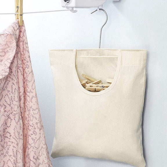 Home Textile Storage Product Title for Outdoor Clothespin Organizer from Home Textile Storage 2 Rice White Clamps Holder for Garden Laundry and Patio, Beige