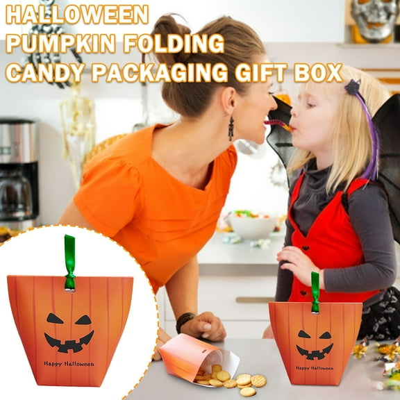 Home Textile Storage,Pumpkin Creative Packaging Box Halloween Folding Box Candy Pumpkin Housekeeping & Organizers