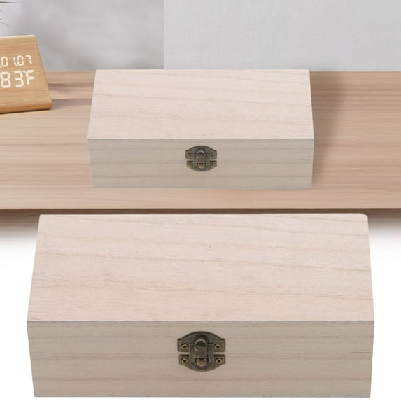 Home Textile Storage,Rectangular Natural Wooden Box Wooden Jewelry Storage Box Crafts Unpainted Wooden Jewelry Box Pure Wood Jewelry Box Container With Lid