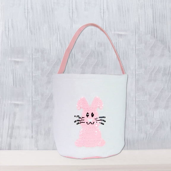 Home Textile Storage,Sequin Round Bottom Rabbit Portable Easter Rabbit Children's Candy Portable Cloth Bag Egg Basket