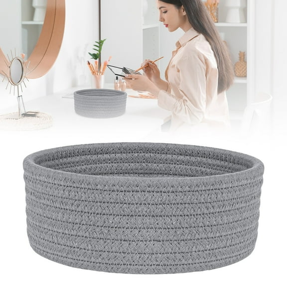 Home Textile Storage,Small Woven Baskets Tiny Oval Shallow Storage Baskets Mini Cotton Rope Empty Decorative Basket Boho Little Organizer For Nursery Room Kids Baby Dog Toy Gifts