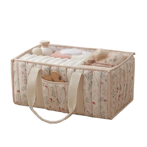 Home Textile Storage Solution for Nursery and Bedroom Quilted Storage Floral Baby Caddy for Organizing Toys and Supplies