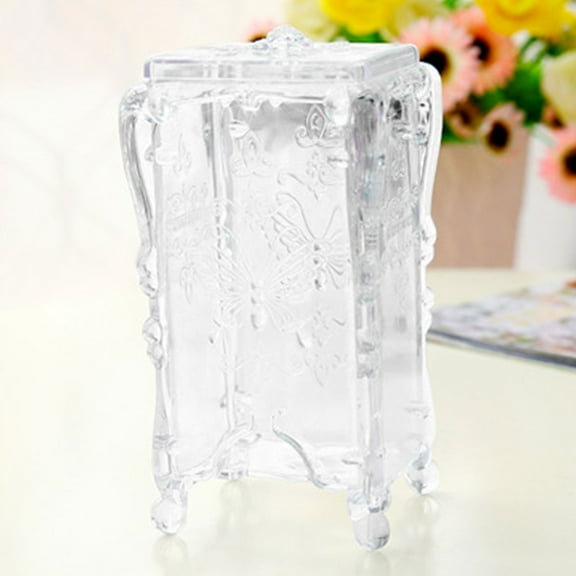 Home Textile Storage Storage Case Butterfly Rose Vertical Makeup Cotton Box Transparent A