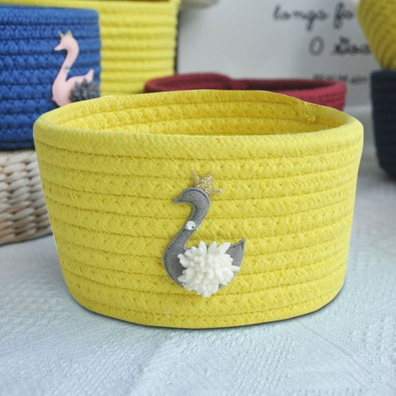 Home Textile Storage Storage Case Flower Mini Woven Basket,Round Cotton Rope Basket,Small Storage Basket