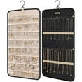 thumbnail image 1 of Home Textile Storage Storage Case Portable Hanging Jewelry Storage With Metal Hooks,Necklace Holder,Double-Sided Jewelry Rack,Black A, 1 of 4