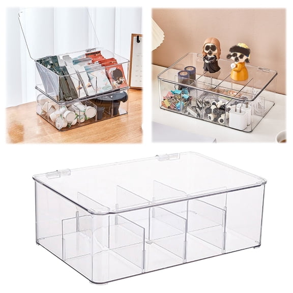 Home Textile Storage,Transparent Desktop Tea Bag And Coffee Storage Box With Lid Small Card Compartment Organized Badge Peripheral Storage Box