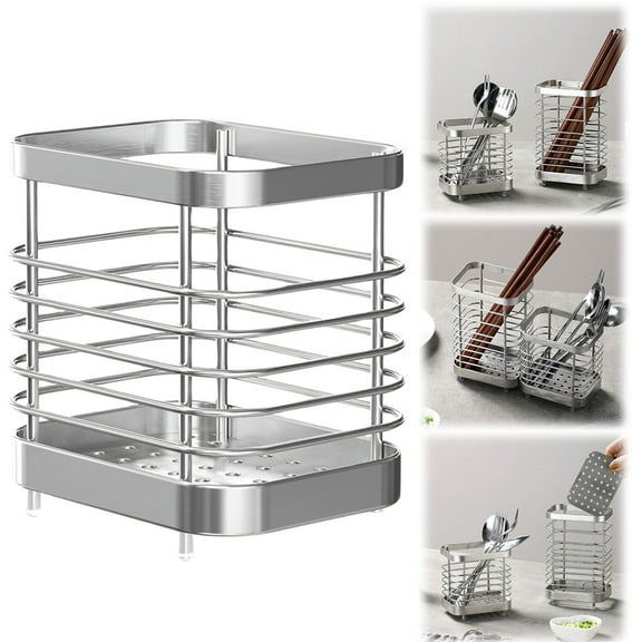 Home Textile Storage,Utensil Holder Stainless Utensil Drying Rack For Kitchen Counter Silverware Cutlery Flatware Holder Forks Spoons Chopsticks Organizer