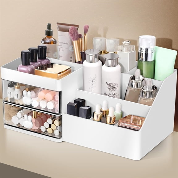 Home Textile Storage - Versatile Makeup Organizer for Dressing Table and Vanity — Elegant Cosmetic Desk Storage with Drawers for Brushes Lipstick Beauty