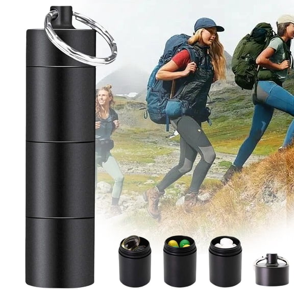 Home Textile Storage Waterproof Pill Box Outdoor Aluminum Alloy Sealed Waterproof Compartment Waterproof Medicine Box Black