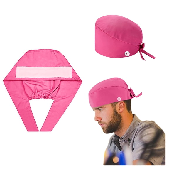 Home Textile Storage,Working Cap Sweatband Bouffant Turban Hat Button Tie Back Adjustable Sweat strip