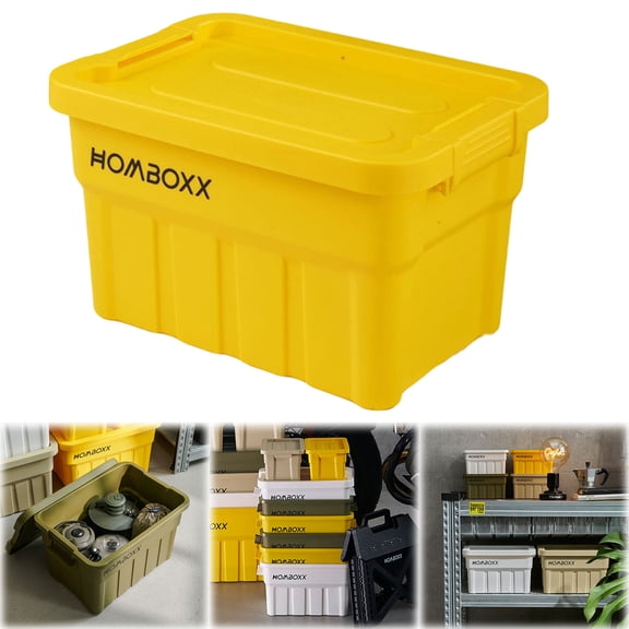 Home Textile Storage by Zjh Textile - Small yellow Plastic Organizer Box, 11.6x8.1x7in, Thickened Impact-Resistant Material, Multipurpose for Home Garage Car Outdoor (1PC)
