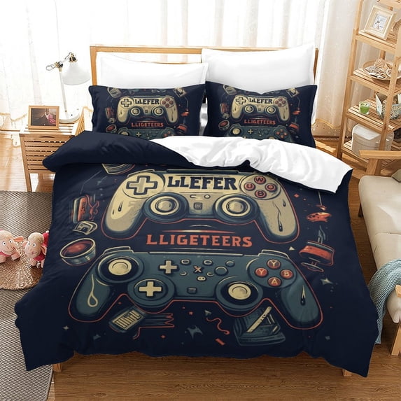 Home Textiles 2/3pcs Bedding Cover Set Game Handle Printed Comforter Cover Set for Adult,Twin (68"x86")