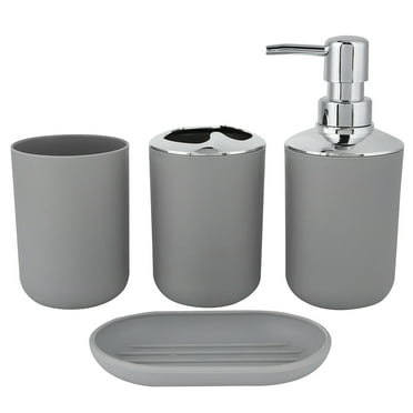 Home Textiles 4 Piece Bathroom Accessory with Soap Dispenser Pump, Toothbrushholder, Tumbler and SoapDish,Warm gifts on Clearance