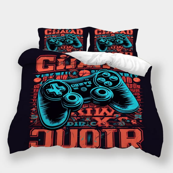 Home Textiles Cartoom Game Handle Printed Duvet Cover Pillowcase Teen Adult Soft Bed Set,California King (98"x104")