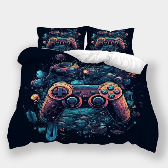 Home Textiles Gamepad Printed Quilt Cover Pillowcase Children Fashion Design Duvet Cover Set,California King (98"x104")
