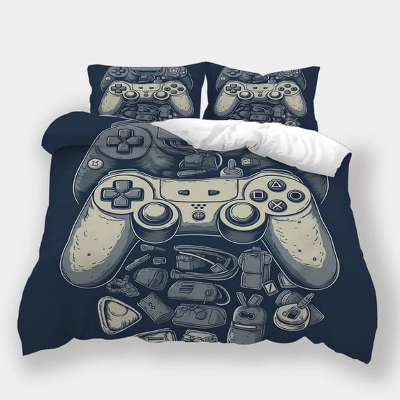 Home Textiles Gamepad Printed Quilt Cover Pillowcase Children Fashion Design Duvet Cover Set,King (90"x104")