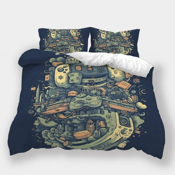 Home Textiles Gamer Handle Printed Comforter Cover Set Children Adult Hot Sale Bedspreads,Full (80"x90")