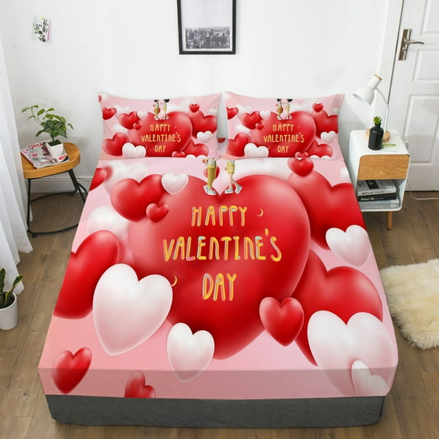 Home Textiles Happy Valentine's Day Bed Gift Adult Festival Love Fitted