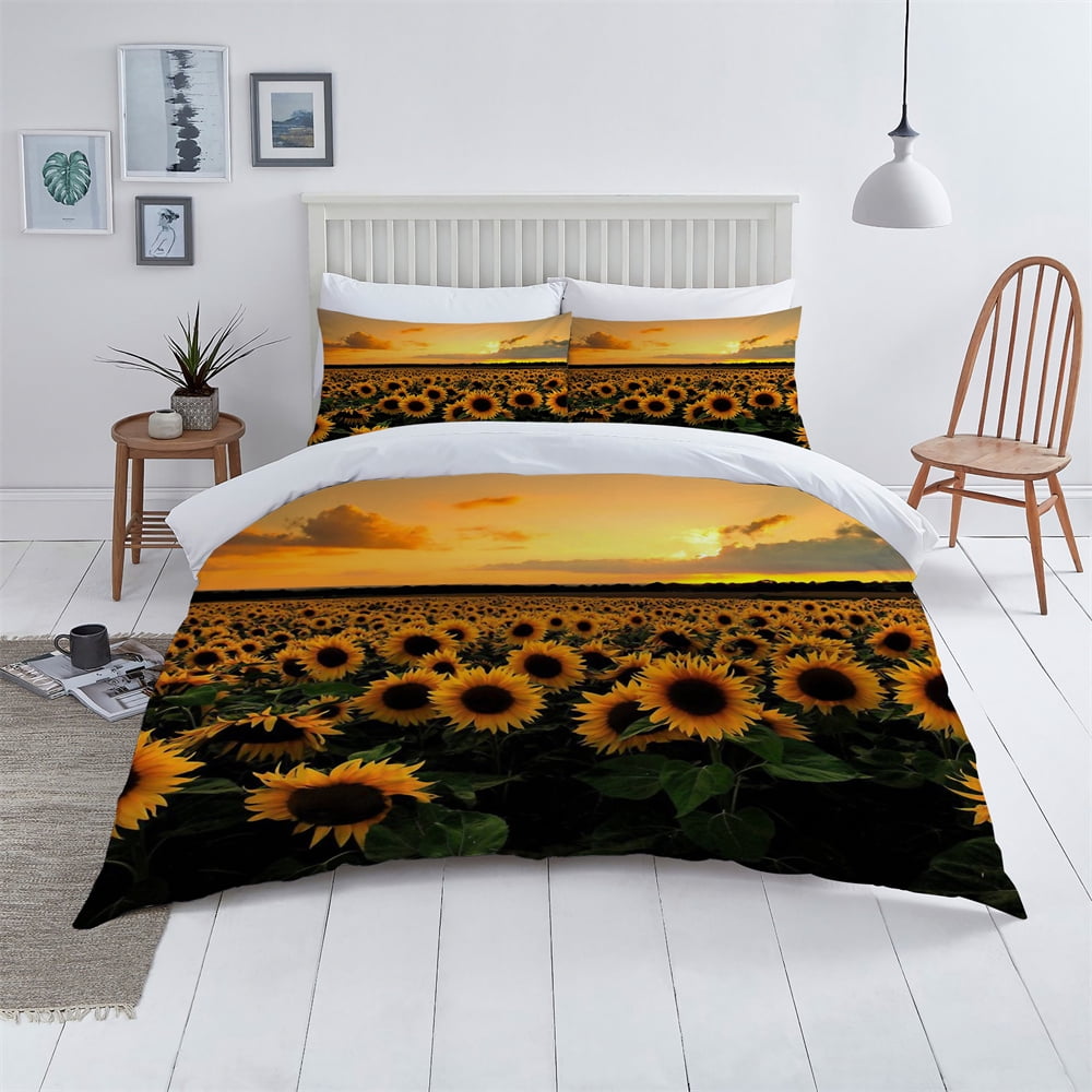 Home Textiles Sunflower Printed Duvet Cover Set Adult Superior