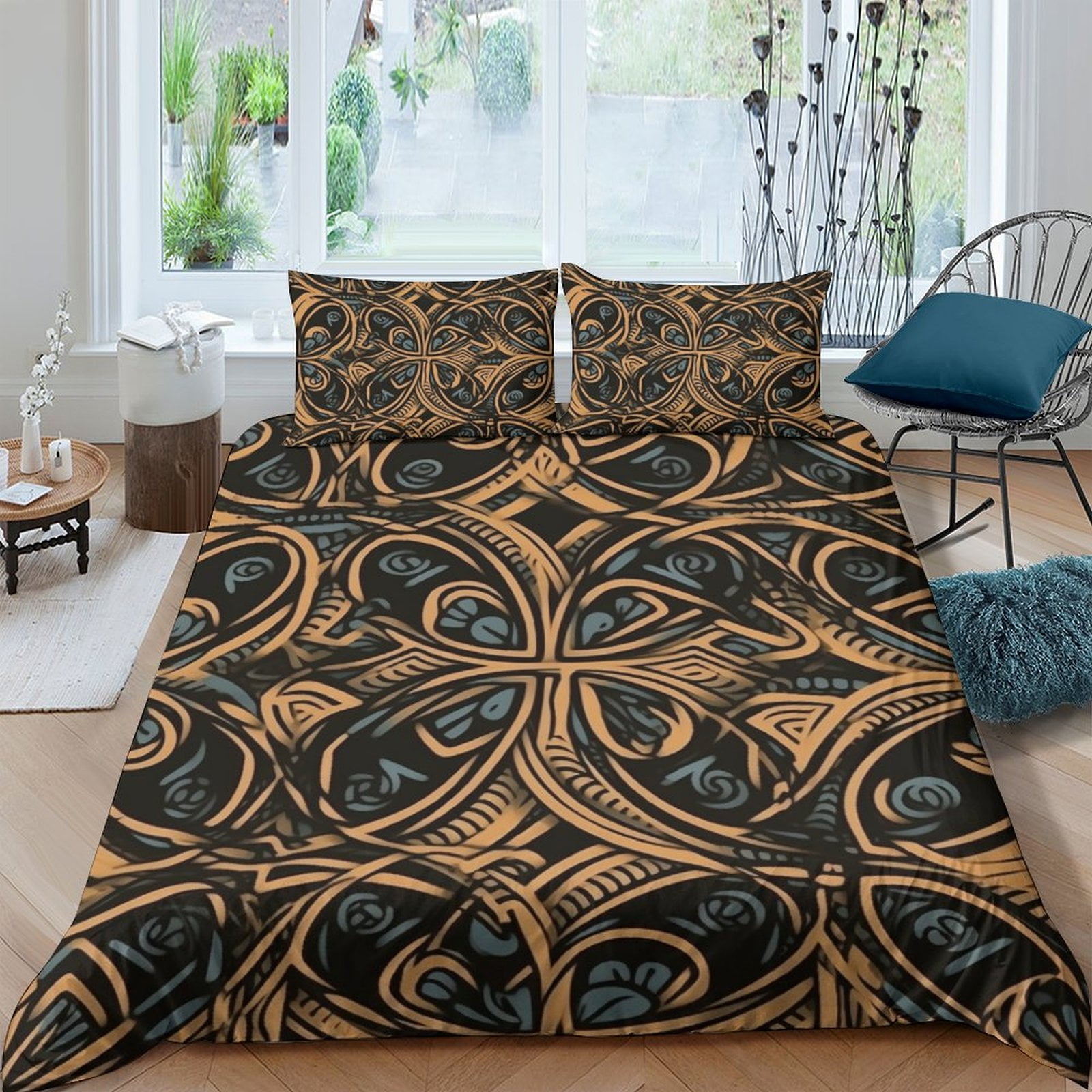 Home Textiles Yellow Abstract Flower Printed Duvet Cover Set Girl Woman
