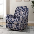 thumbnail image 1 of Home Theater 360 Swivel Rocking Recliner Glider Rocker Chair Nursery Backrest Footrest Floral Fabric Armchair Sofa for Living Room Entertainment Navy, 1 of 9