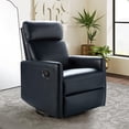 thumbnail image 1 of Home Theater Leather 360 Swivel Recliner Rocking Nursey Chair Single Sofa Armchair Manual Reclining Push Back Lounge Living Room NAVY, 1 of 7