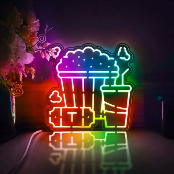 Home Theater Led Light Box, Dimmable Neon-Like Light Signs USB Power for Wall Decor Bedroom Decoration, Color Flow Effect (WxH) 11"x11"