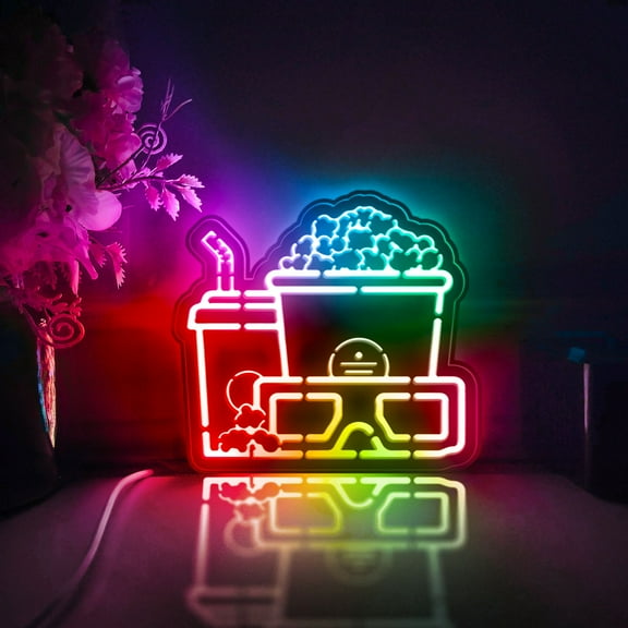 Home Theater Led Light Box, Dimmable Neon-Like Light Signs USB Power for Wall Decor Bedroom Decoration, Color Flow Effect (WxH) 16"x14"