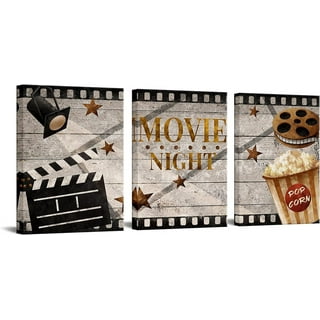 Vintage Movie Theater Wall Art, Home Theatre Feature Canvas Decor, Classic Film  Reel Cinema Popcorn Posters, Retro Home Movie Theater Media Room Bar Pub  House Decoration, Set of 4-(8x10 Unframed) : 
