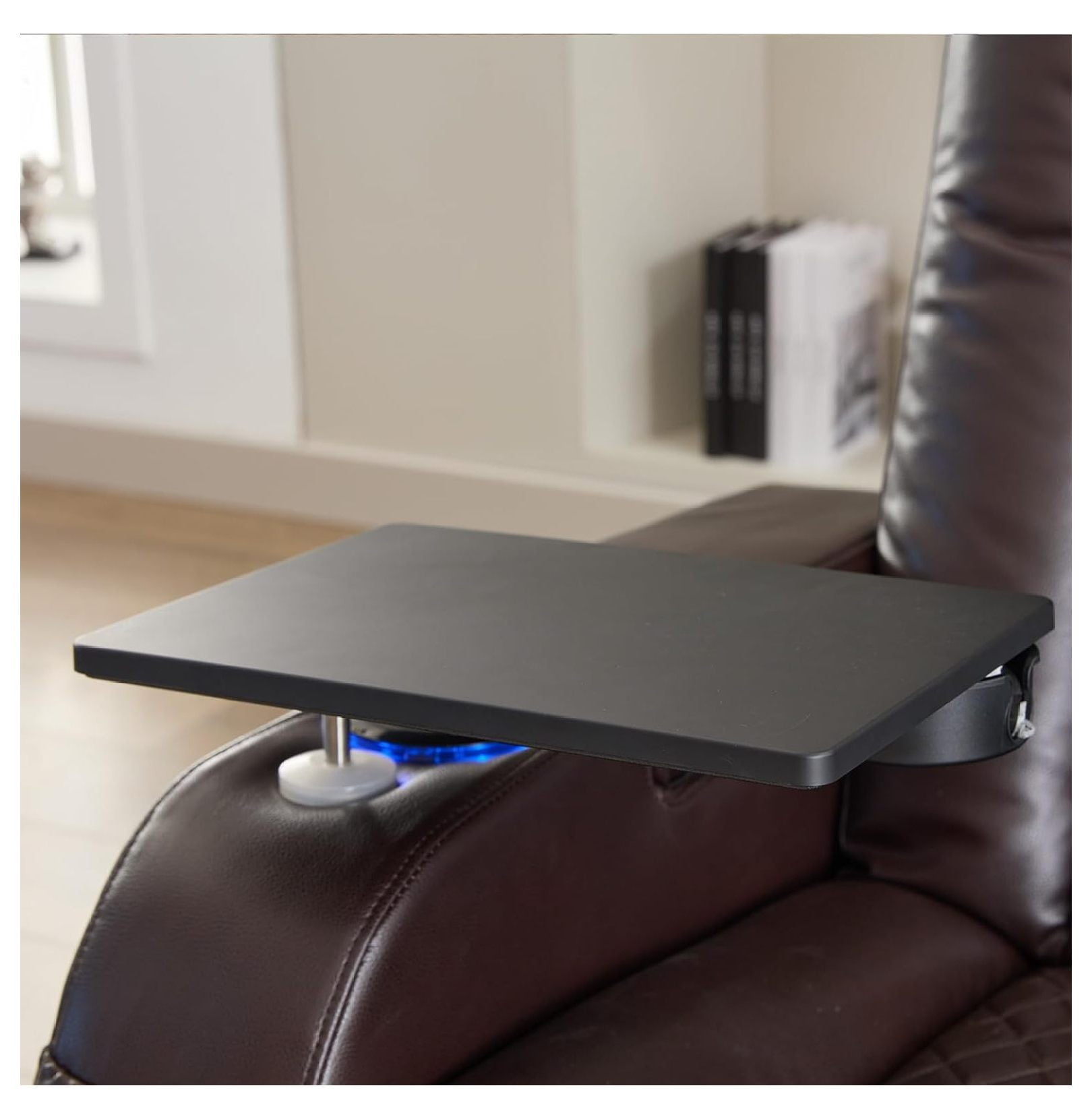 Home Theater Seating Series 360 Swivel Tray Table with extra cup holder Matte Black Walmart