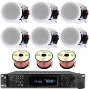 Home Theater Sound System Kit - 7.2 Channel 1500 Watts Bluetooth Amplifier w/ 6 QTY of 8 Framed Ceiling Speakers 300 W Each, 300 ft Speaker Wire & Remote for Home,Office, Restaurant by Technical Pro