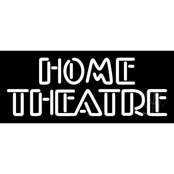 Home Theatre LED Neon Sign 6" Tall x 15" Wide - inches Black Square Cut Acrylic Backing, with Dimmer - Premium built indoor Sign for Theater.