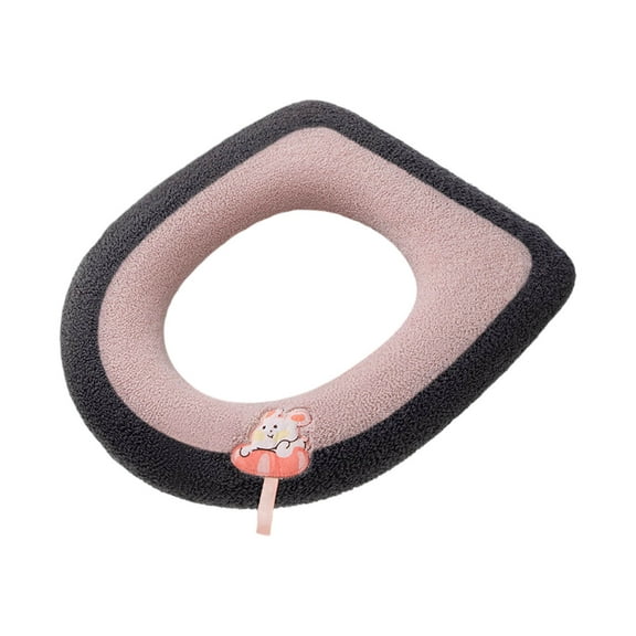 Home Thickened Toilet Seat Pad, Soft Washable Winter WC Seat Cover with Handle, Washable Cartoon Toilet Mat Cushion, Easy to Clean, All Seasons