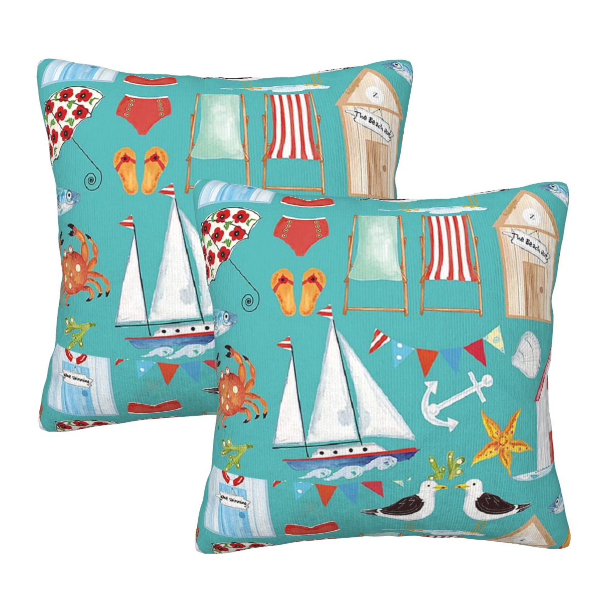 Home Throw Pillow Covers Beachy Summer Square Thick Throw Pillow Covers