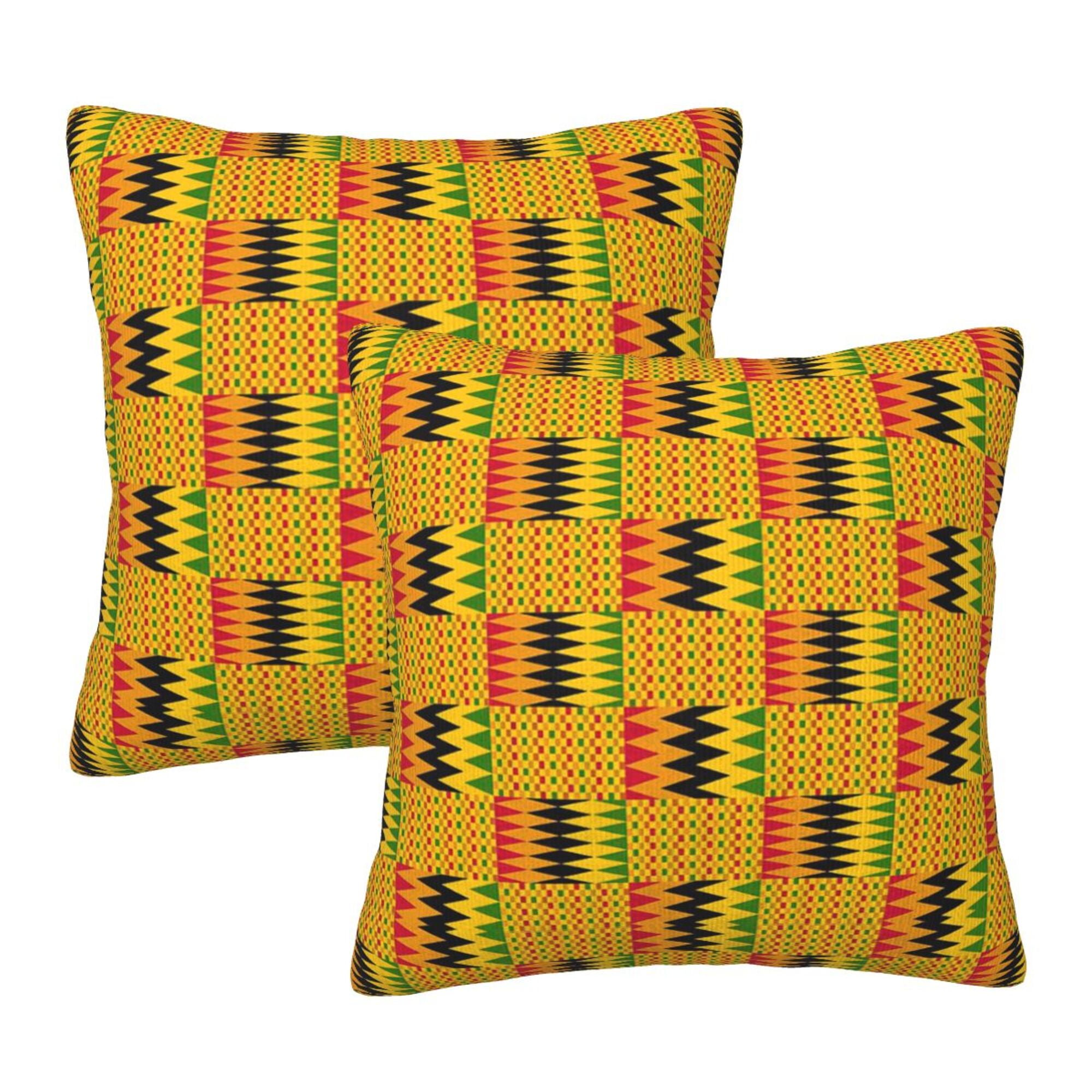 Home Throw Pillow Covers Graphic Green Red Ghana Africa African Ashanti