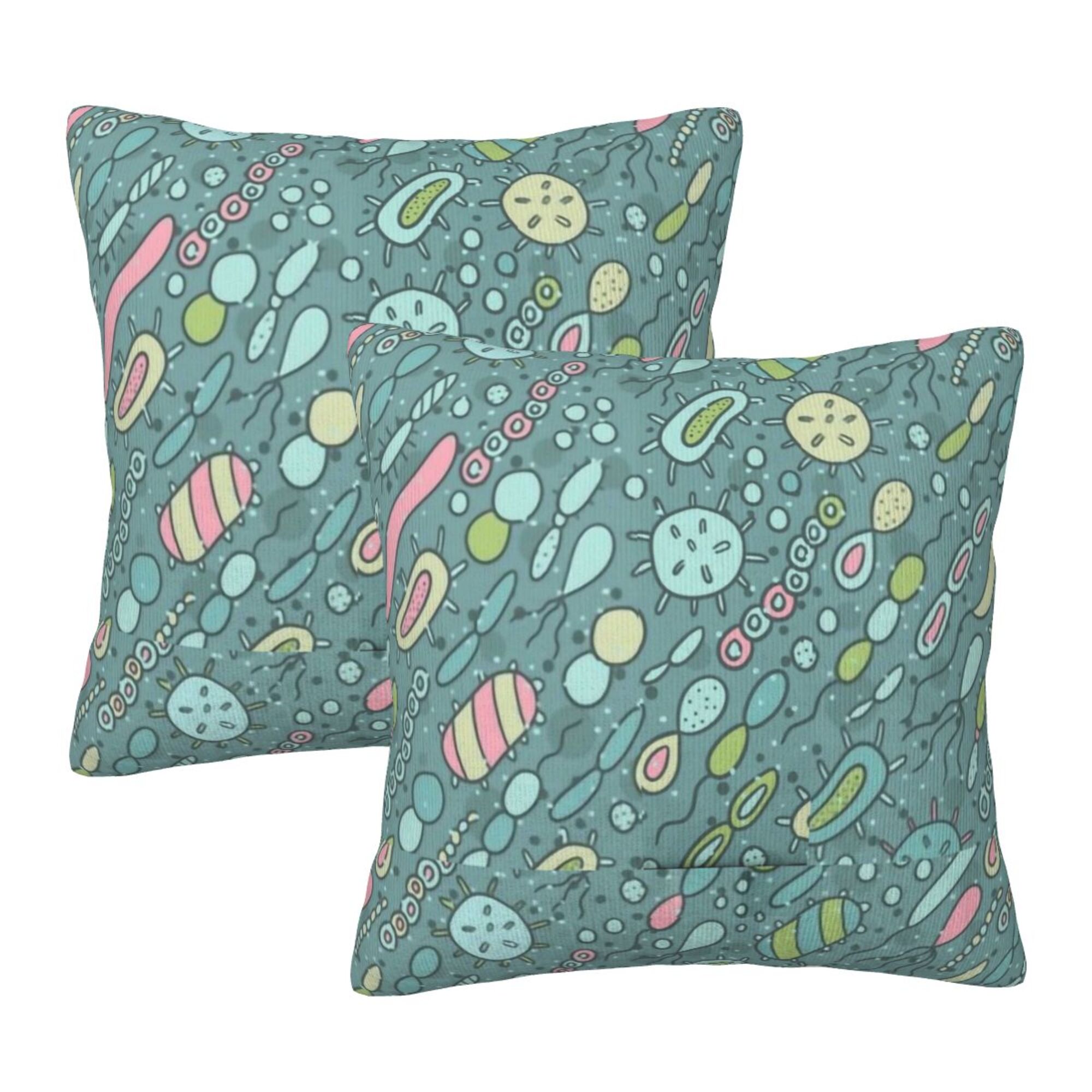 Home Throw Pillow Covers Microbes Pattern Bacteria Design For Biology Lovers Square Thick Throw