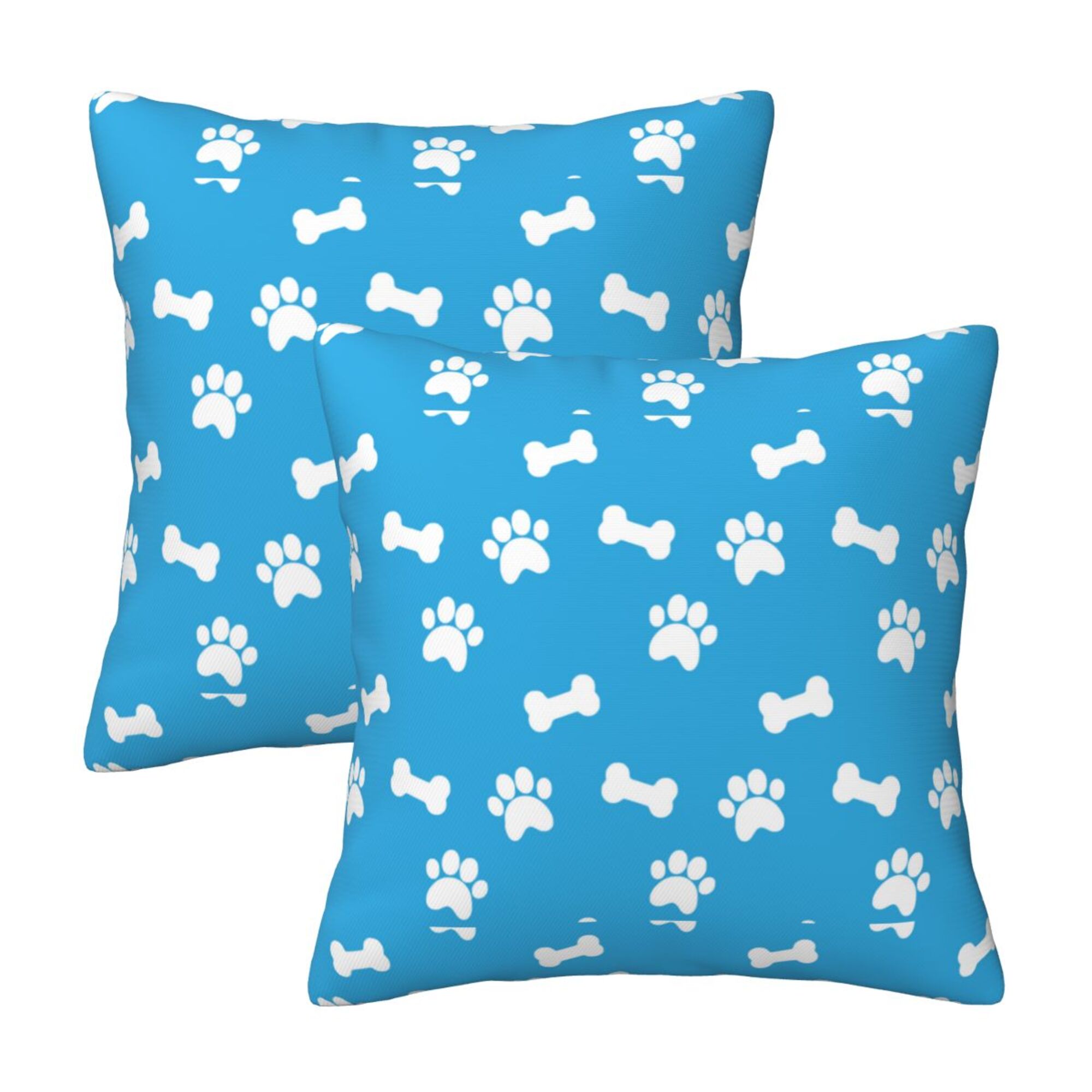 Home Throw Pillow Covers Two Sides Printed Bones and Paws Decor Sofa
