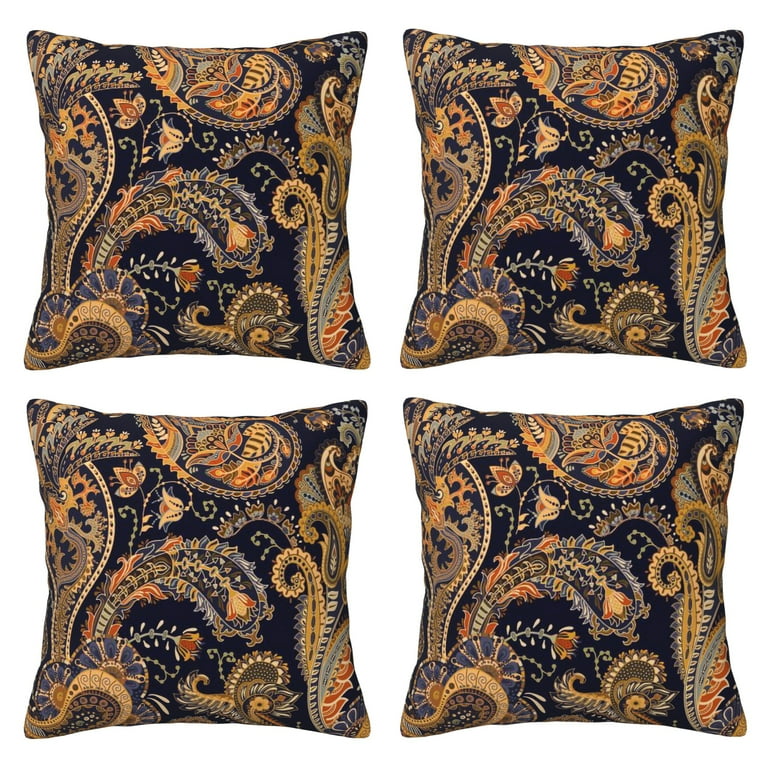 Set Of 4 Blue And Black Printed Pillow Covers Set Of 4 Blue And Black Printed Pillow Covers
