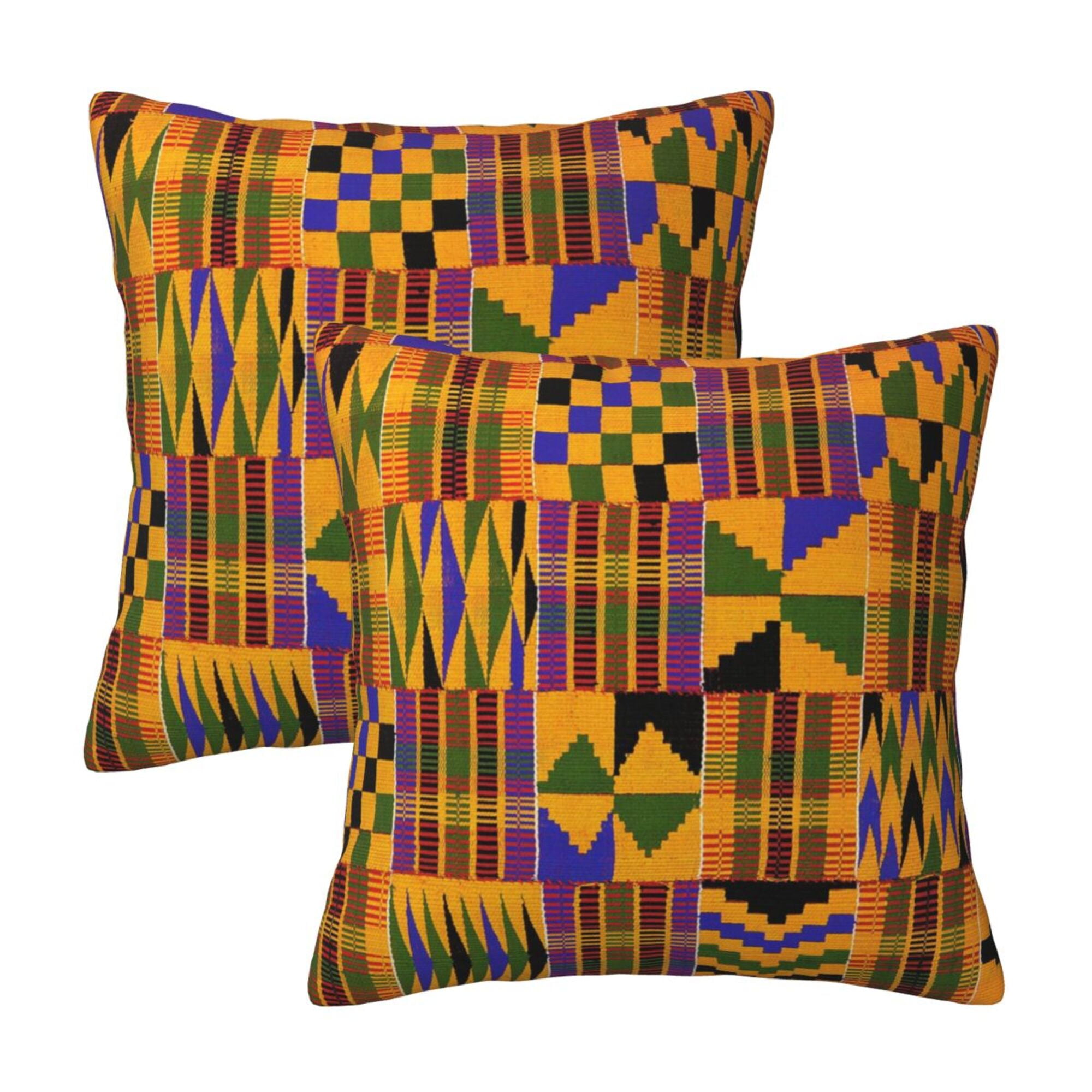 Home Throw Pillow Covers Two Sides Printed Ghana Kente Cloth Decor Sofa