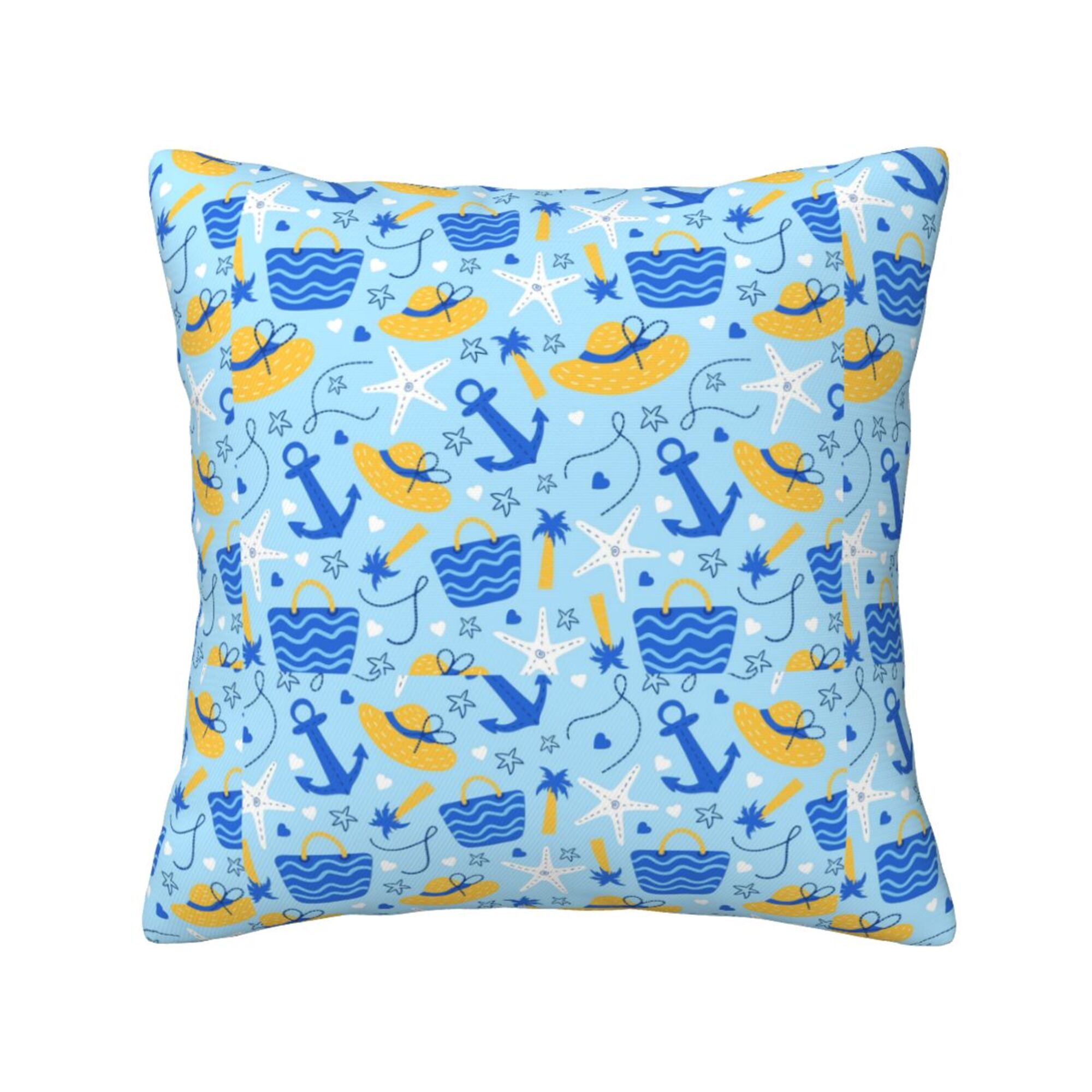 Home Throw Pillow Covers Two Sides Printed Hand Drawn Summer Nautical Anchor Decor Sofa Living