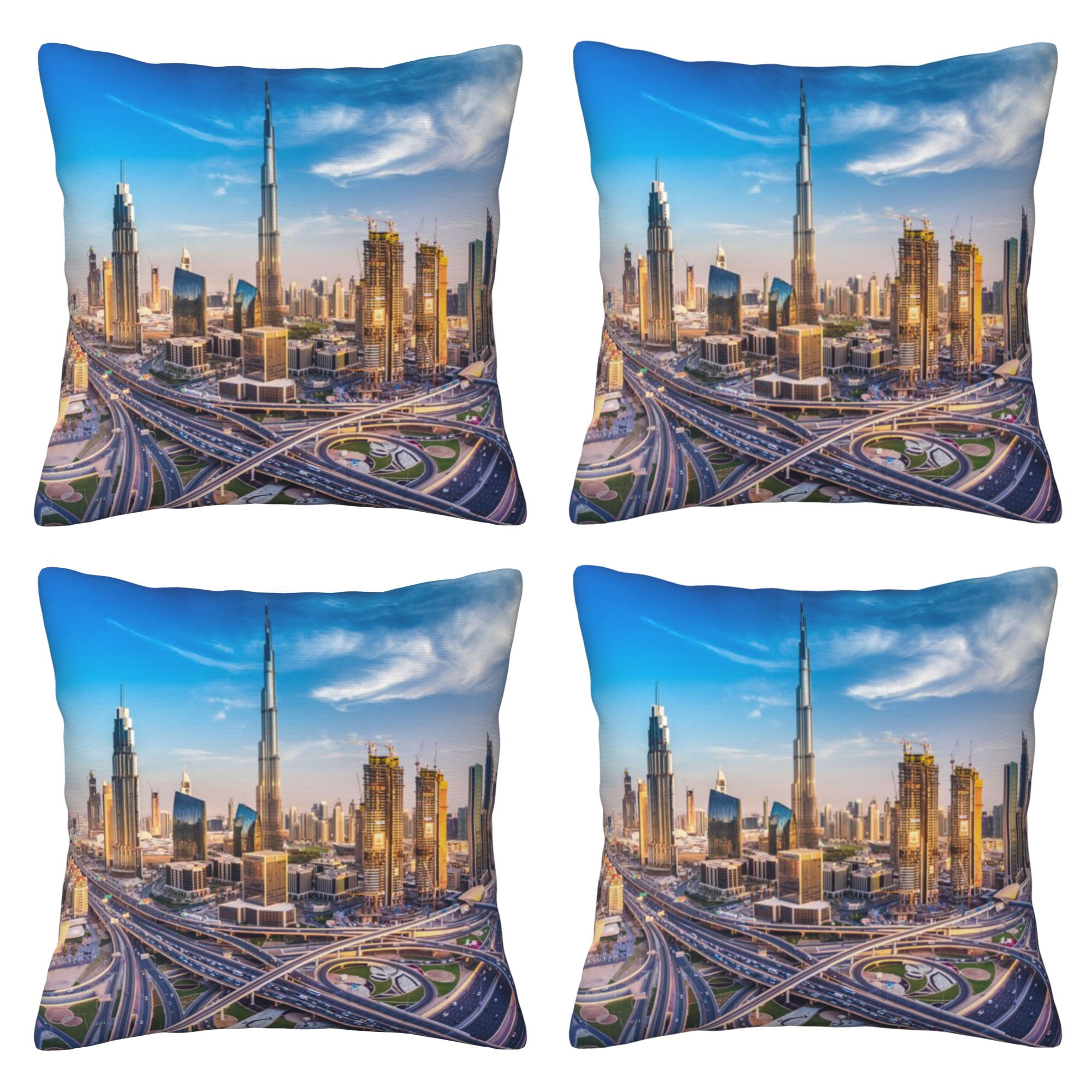 Picture of Home Throw Pillow Covers Two Sides Printed Panoramic- Cityscape High ...