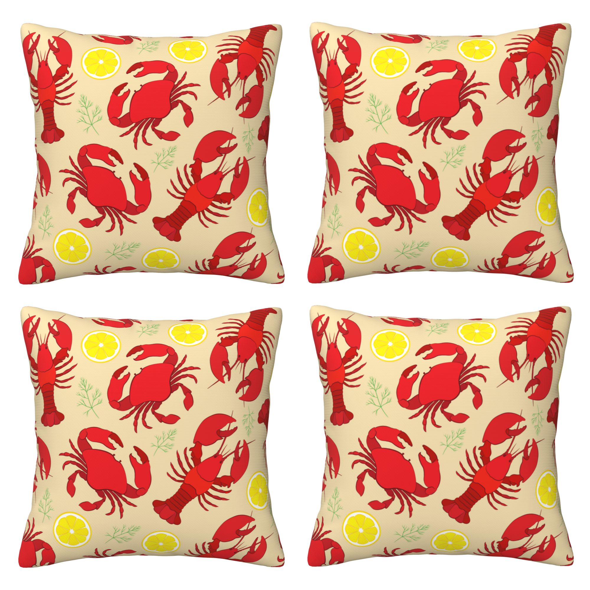 Red Lobster Hand Hooked Wool Throw Pillow