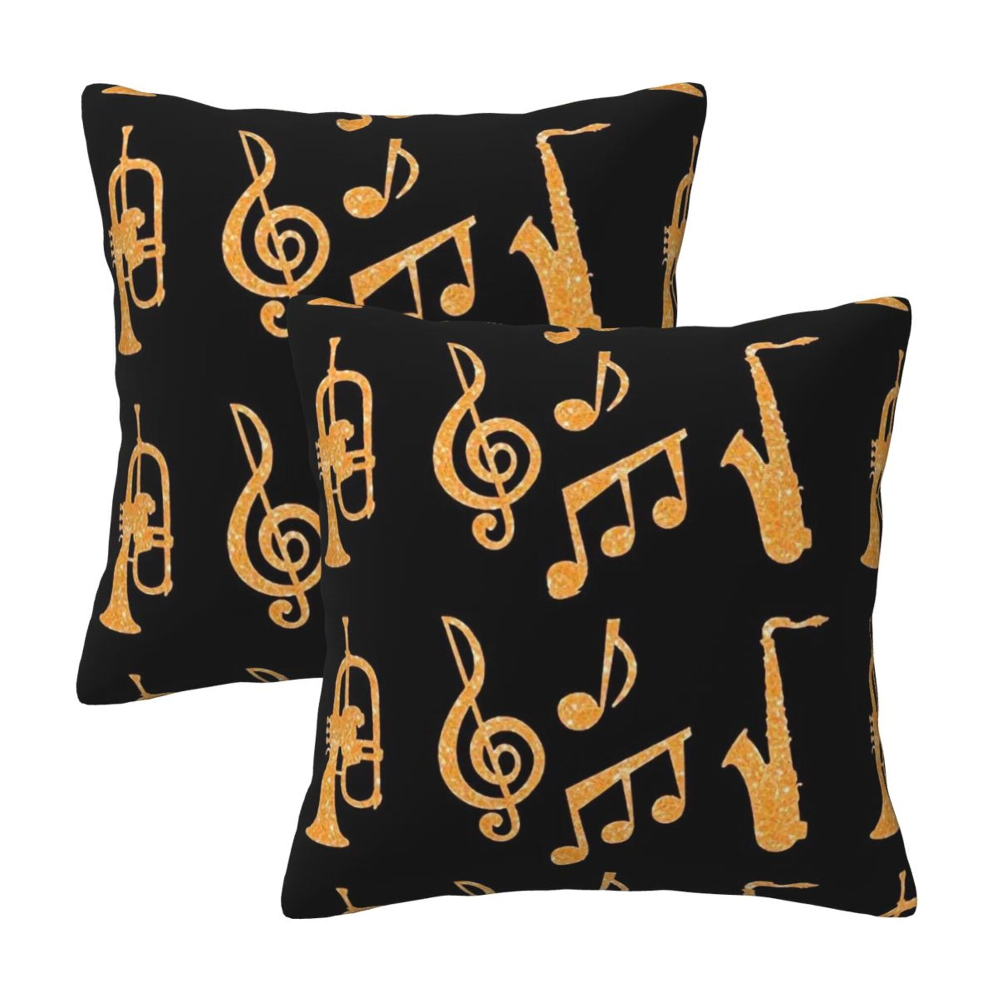 Home Throw Pillow Covers Two Sides Printed Saxophone Trumpets Music
