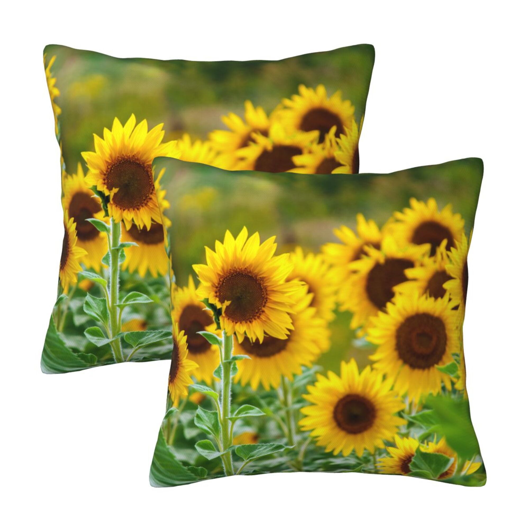 Home Throw Pillow Covers Two Sides Printed Sunflowers Decor Sofa Living