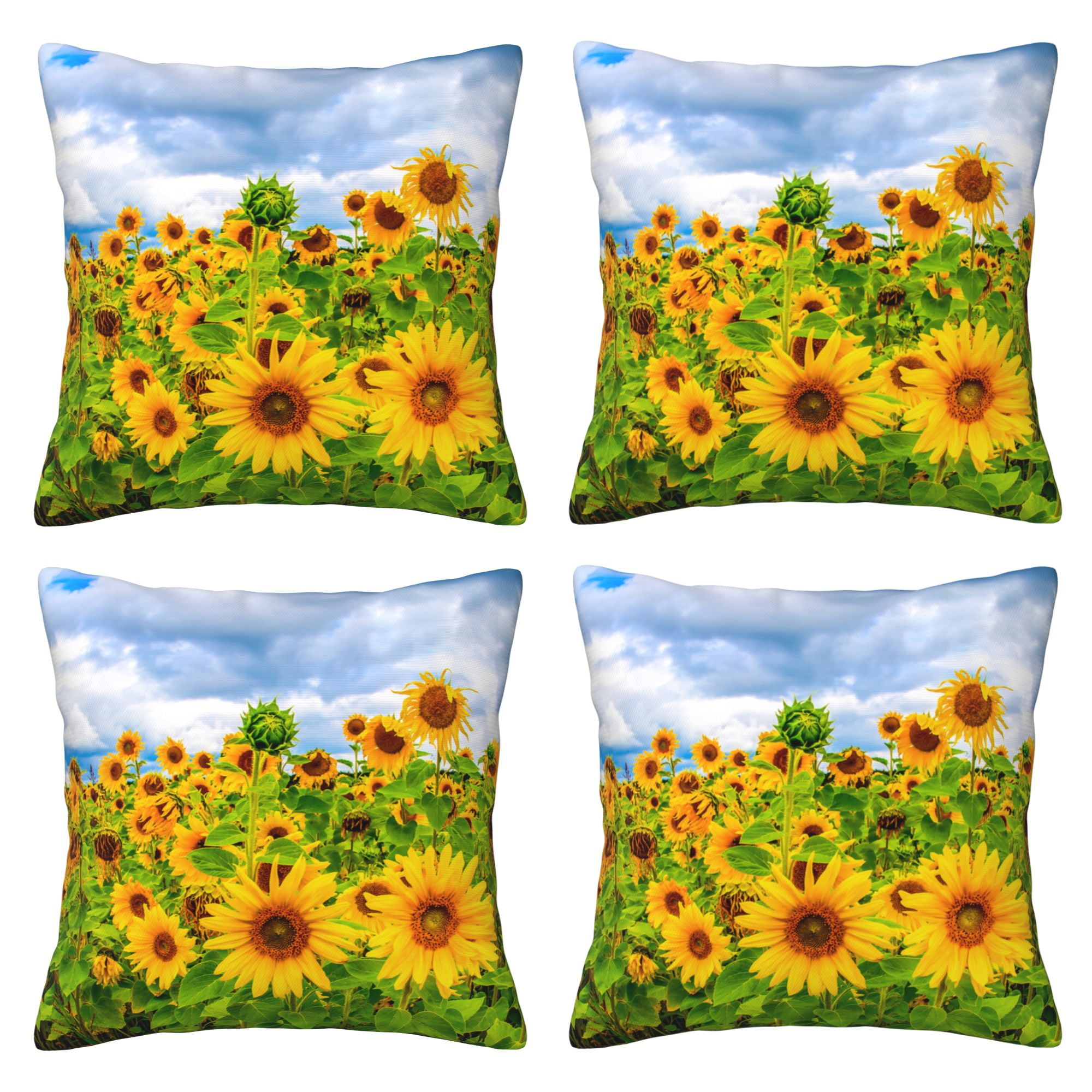 Home Throw Pillow Covers Two Sides Printed Sunflowers Decor Sofa Living