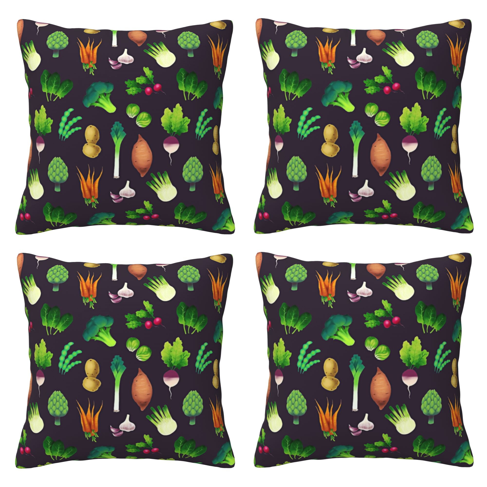 Home Throw Pillow Covers Two Sides Printed Vegetables Vegan Decor Sofa Living Room Bed Couch Car