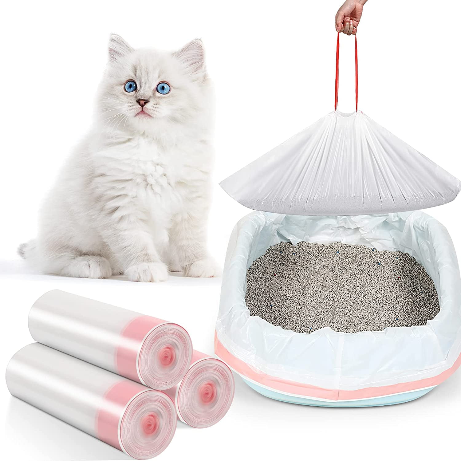 Home Times 30Count 31 x 18 in Large Cat Litter Box Liners With Drawstring Kitty Litter Pan Box