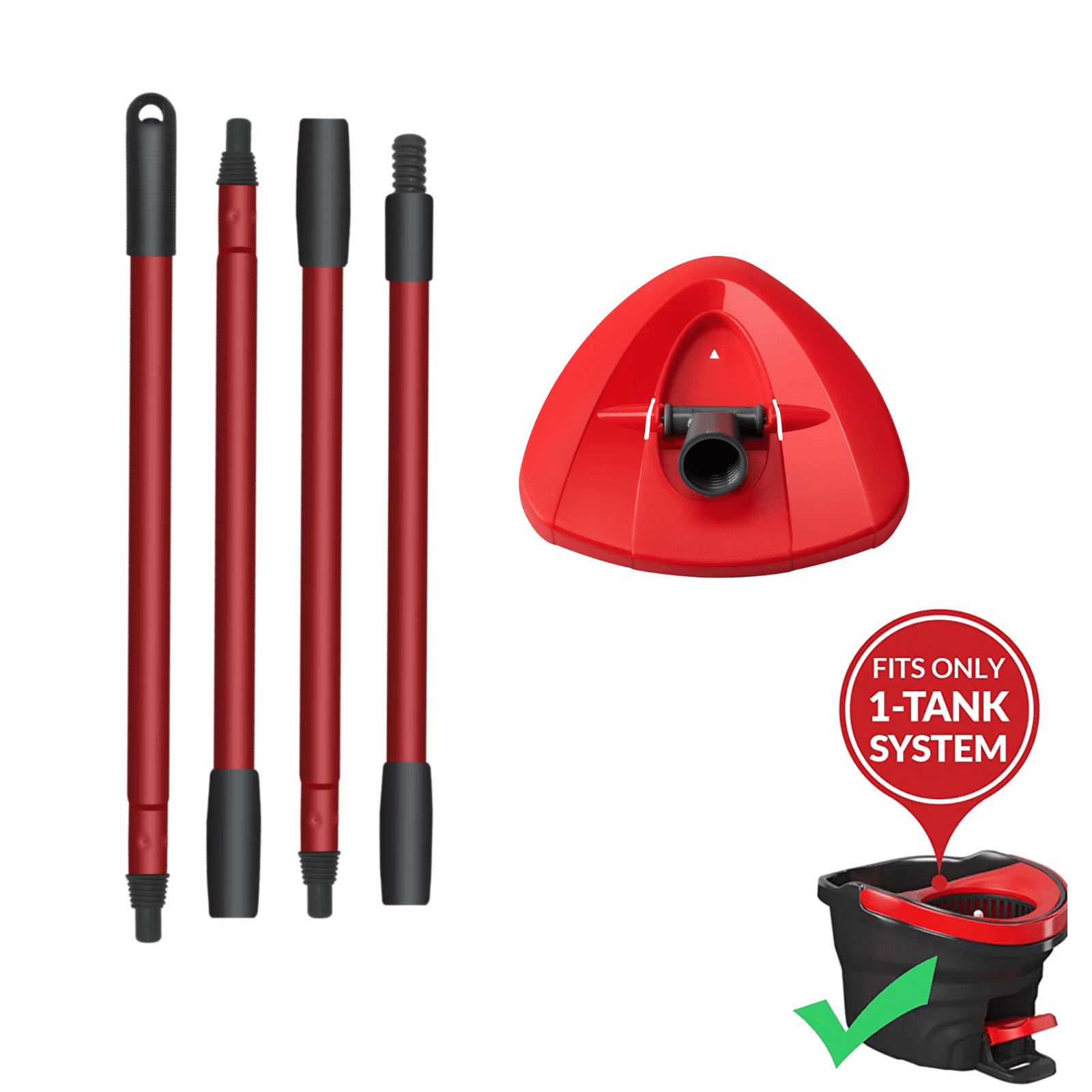 Home Times 57.6'' Spin Mop Handle With Triangle Mop Base Compatible